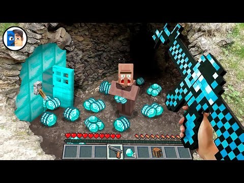 Minecraft in Real Life POV - SECRET VILLAGER BASE in Realistic Minecraft 創世神第一人稱真人版