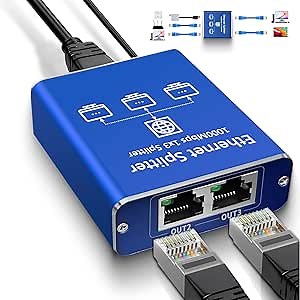 Ethernet Splitter 1 to 3 High Speed 1000Mbps, Gigabit Ethernet Splitter, LAN Splitter with USB Power Cable, RJ45 Splitter for Cat5/5e/6/7/8 Cable[3 Devices Simultaneous Networking]