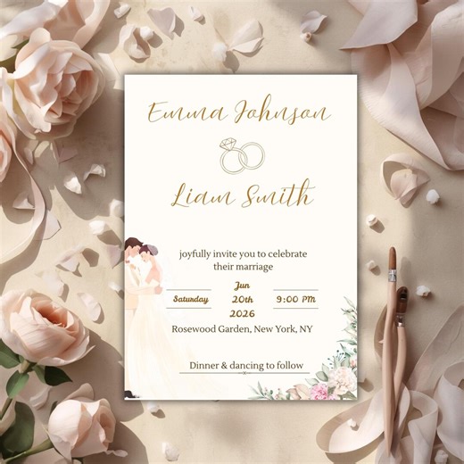 Classic Elegant Wedding Invitation Template : Luxury Editable Digital Invitation | Timeless Formal Design - Etsy