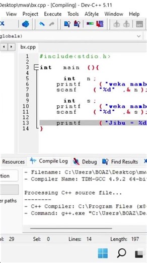 In this video, you will learn how to create a simple addition program in C programming language.