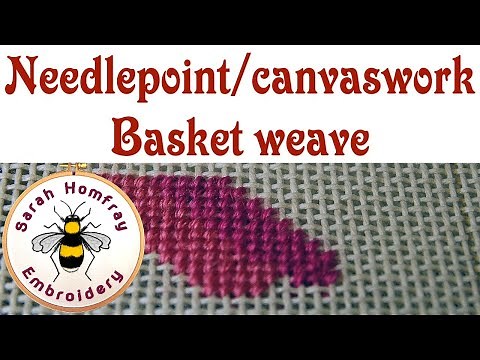 Basketweave stitch in needlepoint / canvaswork embroidery | Needlepoint stitches video tutorial