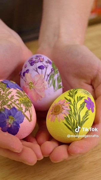 Celebrate Easter with a fresh take on a classic tradition using Mod Podge! Find your favorite pressed flowers or images and decoupage them on your eggs for a fun an personalized Easter craft. Link in bio for supplies! 🌼🐣 #PlaidCrafts #ModPodge #Easter #EasterEgg #Decoupage #PressedFlowers