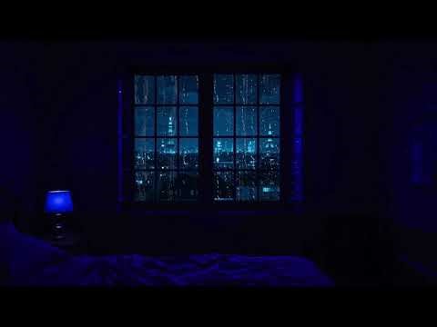 PERFECT SOUND ! Rain Sounds at the Window Dark Blue Ambience for Relax Focus with Peaceful Rain Room