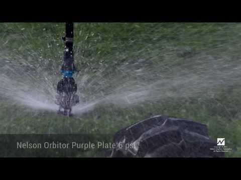 Center pivot irrigation with the Nelson Orbitor sprinklers regulated to 6 PSI