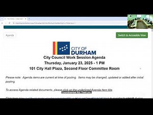 Durham City Council Work Session January 23, 2025 (livestream)