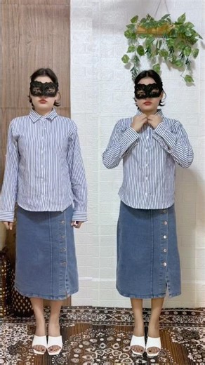 Shirt to Stylish Look | Simple Outfit Transformation | Denim Skirt Fashion | Before vs After Styling