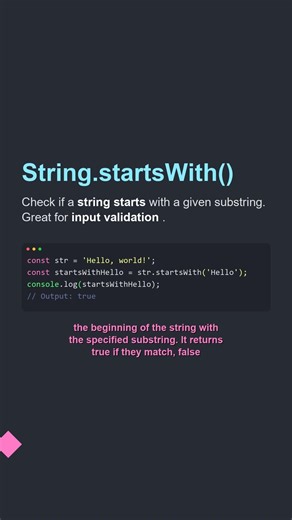 🔥 String.startsWith() in JavaScript | Pro Tip #Shorts