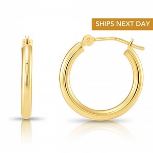 14K Gold Round Hoop Earrings, Solid Yellow Gold Shiny Hoops, Classic Jewelry Handmade With Love, by TILO Jewelry - Etsy