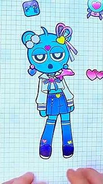 Cute Blue Bear Sticker | 💙✨.DIY Dress-Up Paper Doll #sticker #diy #paperdoll