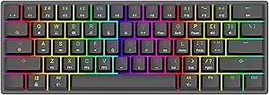 Mechanical Keyboard 61 Suspended Keys RGB Backlit 60% Mechanical Gaming Keyboard Magic Refiner MK22 Portable Gaming Office Mechanical Keyboard for PC Mac Gamer