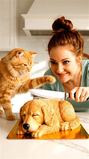 🐶 She Cuts a Dog Cake… and the Cat Loses Its Mind! 😱😂