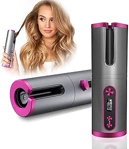 Cordless Hair Curler, WeChip Automatic Curling Iron Portable USB Rechargeable Hair Curling Wand with 6 Temperatures and Timer Settings,for Curls or Waves Hair Styling Anytime, Anywhere