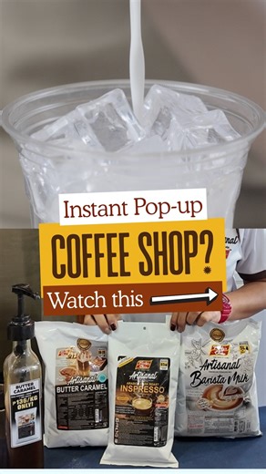 126K views · 1.7K reactions | These 3 powders can start your pop-up coffee shop! With Artisanal Inspresso, Barista Milk, and Butter Caramel, you can serve café-quality coffee anywhere — from Iced Caramel Macchiato to Spanish latte. ✨ Affordable, easy, and barista-approved. Turn your café vision into reality. All you need is in the link in bio! #familyschoiceartisanal #beveragesolutions #cafemenu #entrepreneurjourney | Family's Choice | Facebook
