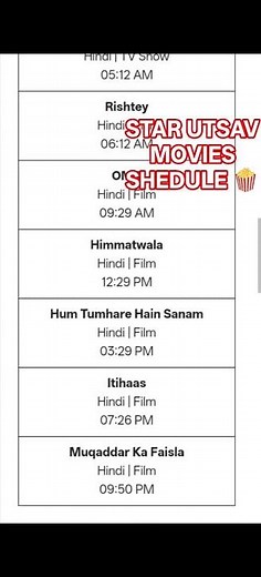 STAR UTSAV MOVIES TODAY SCHEDULE||DD FREE DISH 📡||#tv #movie #ddfreedish #starutsavmvies