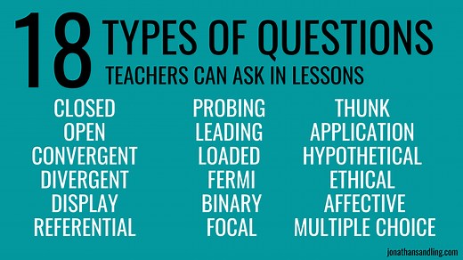 18 Types Of Questions Teachers Can Ask In Lessons [Enhance Your Questioning Repertoire] | JONATHAN SANDLING