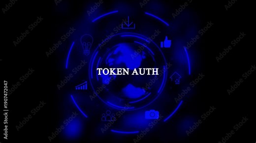 token auth Architecture HUD Interface with System Icons, Global Technology Map and Futuristic Neon UI Design.animation concepts.4k