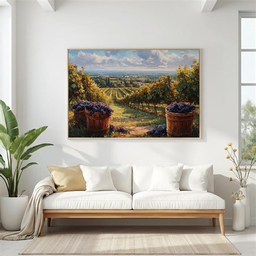 Tuscan Vineyard Landscape Painting, Rustic Italian Wine Country Art (digital Download) - Etsy