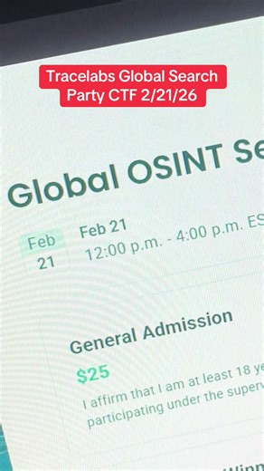 Tracelab first event of the year 2/21/26. Amazing organization for a good cause. #osint #tracelabs #ctf #techtok