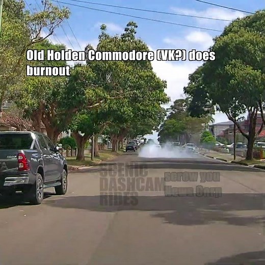 Holden Commodore burnout on public street