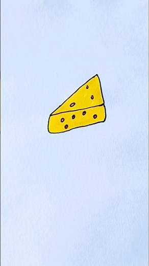 How to draw cheese for kids 😀 #kids #drawing #trending #creative