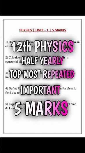 ⚡ 12th Physics HALF-YEARLY | Unit 8, 9, 10 MOST Repeated 5-Mark Questions 🔥💯