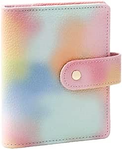 PU Leather Binder A7 Pink Budget Binder Cover Refillable 6-Ring Notebook Binders Loose-Leaf Personal Planner Cover with Metal Snap Closure