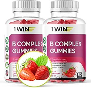 Powerful Vitamin B Complex Gummies - Delicious Vitamin B12 Gummies for Adults with Vitamin C, Biotin and Pantothenic Acid - Strawberry Flavor Vegan Energy Gummies (60 Count) (Pack of 2)