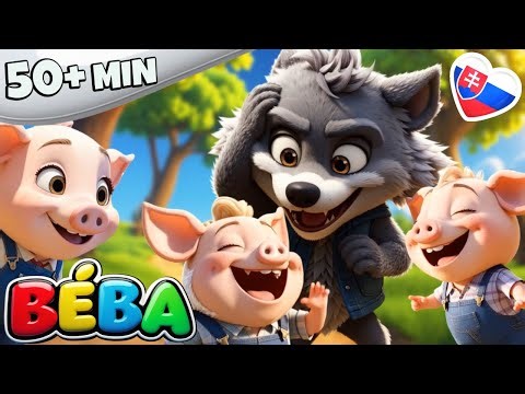 TRI MALÉ PRASIATKA🐷🐷🐷|🎶Ďalšie pesničky pre deti v slovenčine | BÉBA | 50+ MIN