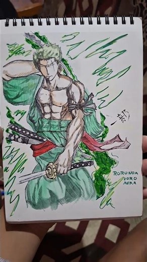 Zoro Pen Art × Watercolour 🔥 | #onepiece #shorts #anime #art #drawing #zoro #artnox