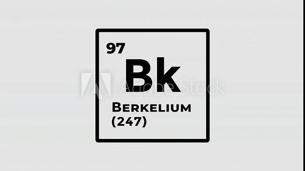 Berkelium, chemical element of the periodic table graphic animation. Alpha channel. Transparent background motion design. 4K resolution
