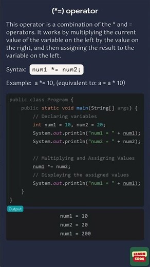(*=) operator (Assignment Operators in Java)