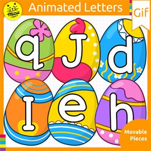 Easter Egg Animated Letters Clip Art - Alphabet
