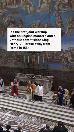 Charles and Pope prayed together in the Vatican's Sistine Chapel, in the first joint worship including an English monarch and a Catholic pontiff since King Henry VIII broke away from Rome in 1534. The King and Queen Camilla are on a state visit to the Vatican, marking the closer ties between the Catholic Church and Anglican Communion, five centuries after their turbulent separation. | Reuters