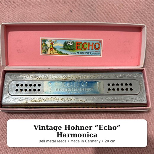 Vintage M. Hohner “the Echo” Harmonica in Box, Made in Germany, Bell Metal Reeds, 20 Cm - Etsy