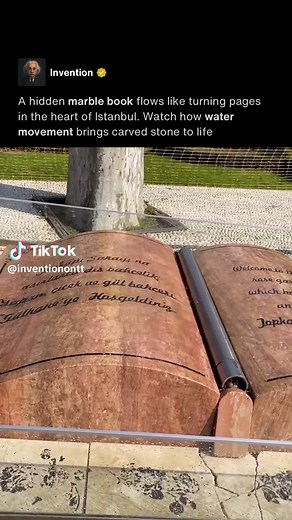 Sculpted Marble Book Fountain in Gülhane Park