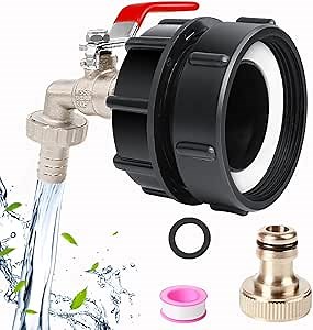 IBC Tote Fittings IBC Tote Adapter 2.44" Fine Thread 275-330 Gallon Water Tank Water Tank Hose Adapter For Garden Connector Leakproof IBC Tote Valve Brass IBC Tote Tank Hose Adapter
