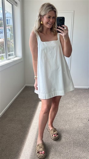 STOP THE BUS. The ultimate summer mini 🤍 She’s fully lined, so she’s not see through. Take your usual size or size down if you vary. I wear a 12 here x | Hyde Boutique