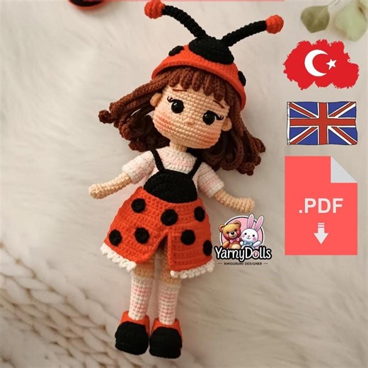 Amigurumi Doll Crochet Pattern Ladybug Ruby PDF in Turkish and English - Etsy UK