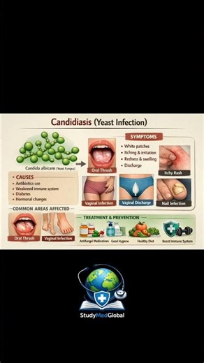 Candidiasis (Yeast Infection). #studymedglobal #medstudent #futuredoctor #viral