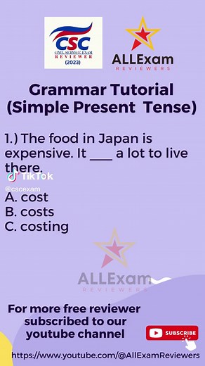 CSC Reviewer 2023 - Grammar Tutorial: Simple Present Tense