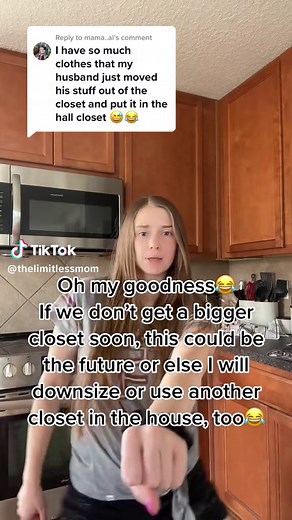 Replying to @mama..al the amount of clothes I have just increases when I get rid of things because I end up replacing the stuff I got rid of and more😂 #clotheshaul#fyp#momtok#momsoftiktok#fyp#wifelife#husbandandwifehumor#husbandandwifecomedy#coupleshumor
