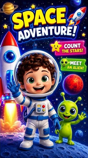 Learn Space with Nonu ⭐ Planets, Stars & Aliens#shortvideo #kidslearning #nurseryrhymes #cartoon