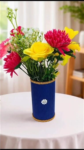 DIY Cardboard Flower Vase 🧿😍🌷#diy#flowerpot#craft#homedecor#viral#shorts#trending