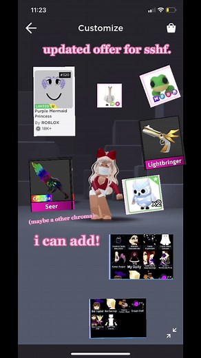 my offer for sshf!! also please go check out my group! link in bio! #mm2 #sshf #roblox #premium