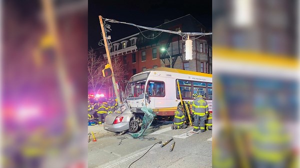Car crushed during crash with MTA bus in Baltimore; multiple hospitalized
