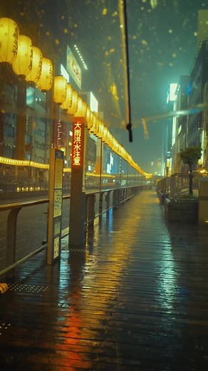 人がいない道頓堀: 雨の中の静けさ