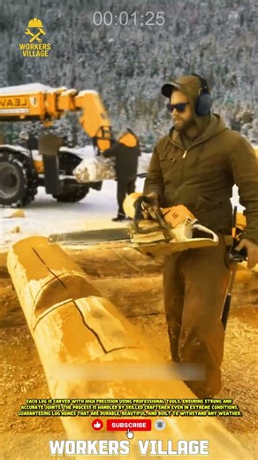 Precision and Strength in Log Construction #workersvillage #innovation #woodworking #craftsmanship