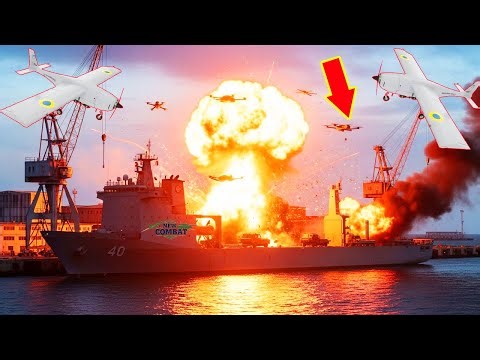 Ukrainian Drones Turns Russian Ship Into a Fireball With 300 Shahed UAV