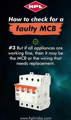 MCBs prevent appliances from being damaged by the power supply and they prevent fires that arise from short circuits and overload currents. So here are some of the ways to check if you have a faulty MCB or not! To know more, visit www.hplindia.com #hpl #hplindia #hplproducts #mcb #mcbswitch #switchgear #switchgears #faulty #electricalhazard #electricalfire | HPL Electric & Power Ltd