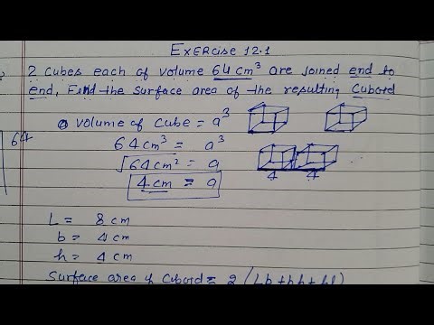 Class 10 - Exercise 12.1 - Q 1 | 2 cubes each of volume of 64 cm cube are joined end to end